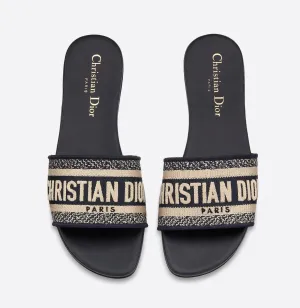 Christian Dior Deep Blue Dway Slide Cotton Embroidery