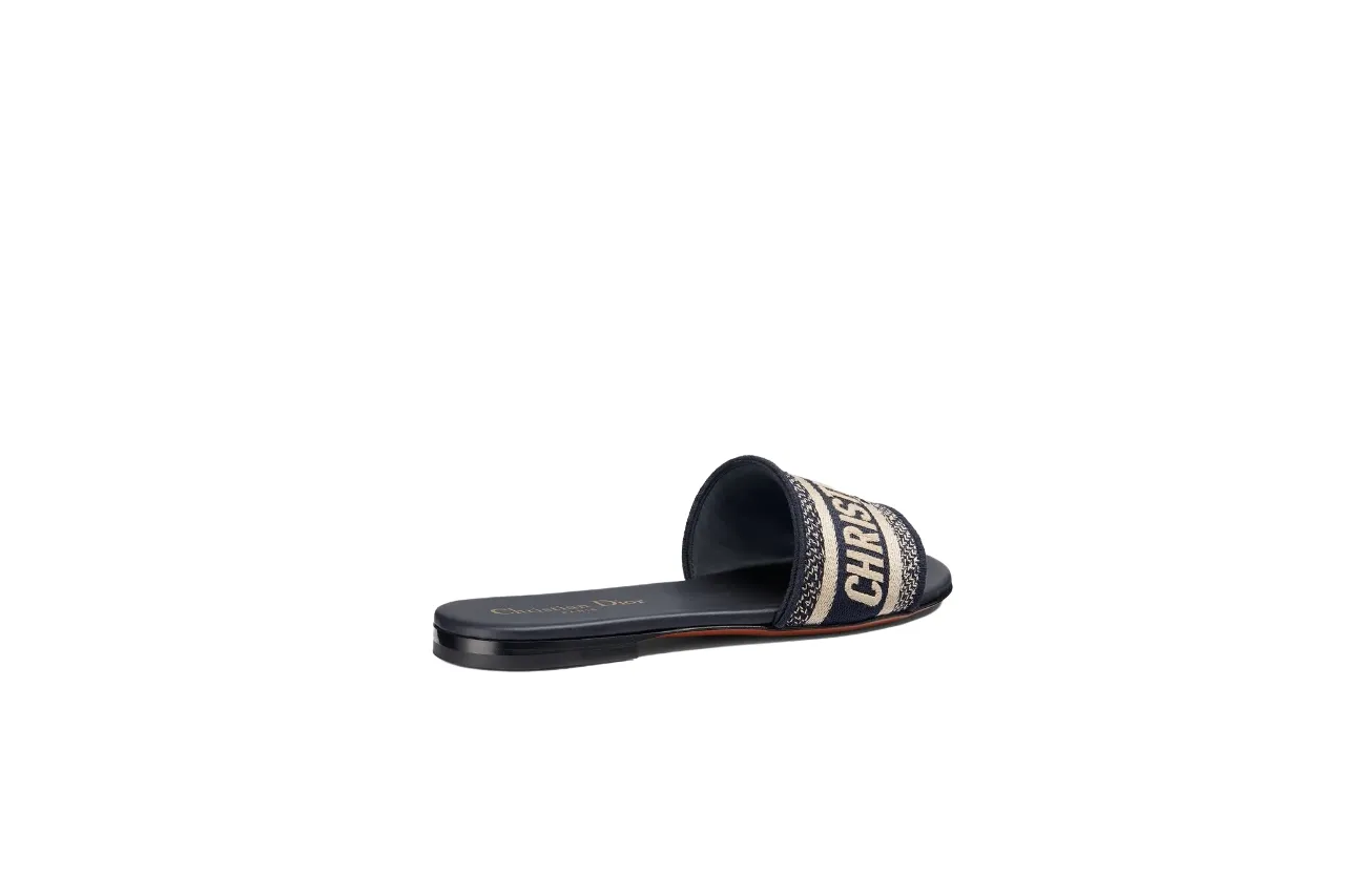 Christian Dior Deep Blue Dway Slide Cotton Embroidery