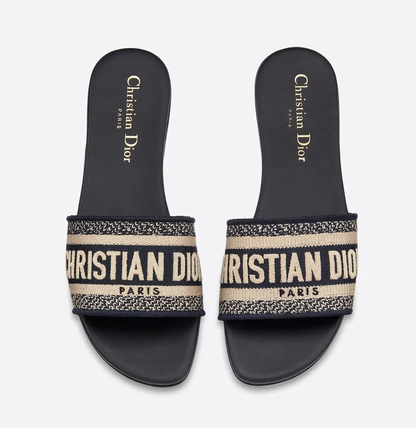 Christian Dior Deep Blue Dway Slide Cotton Embroidery