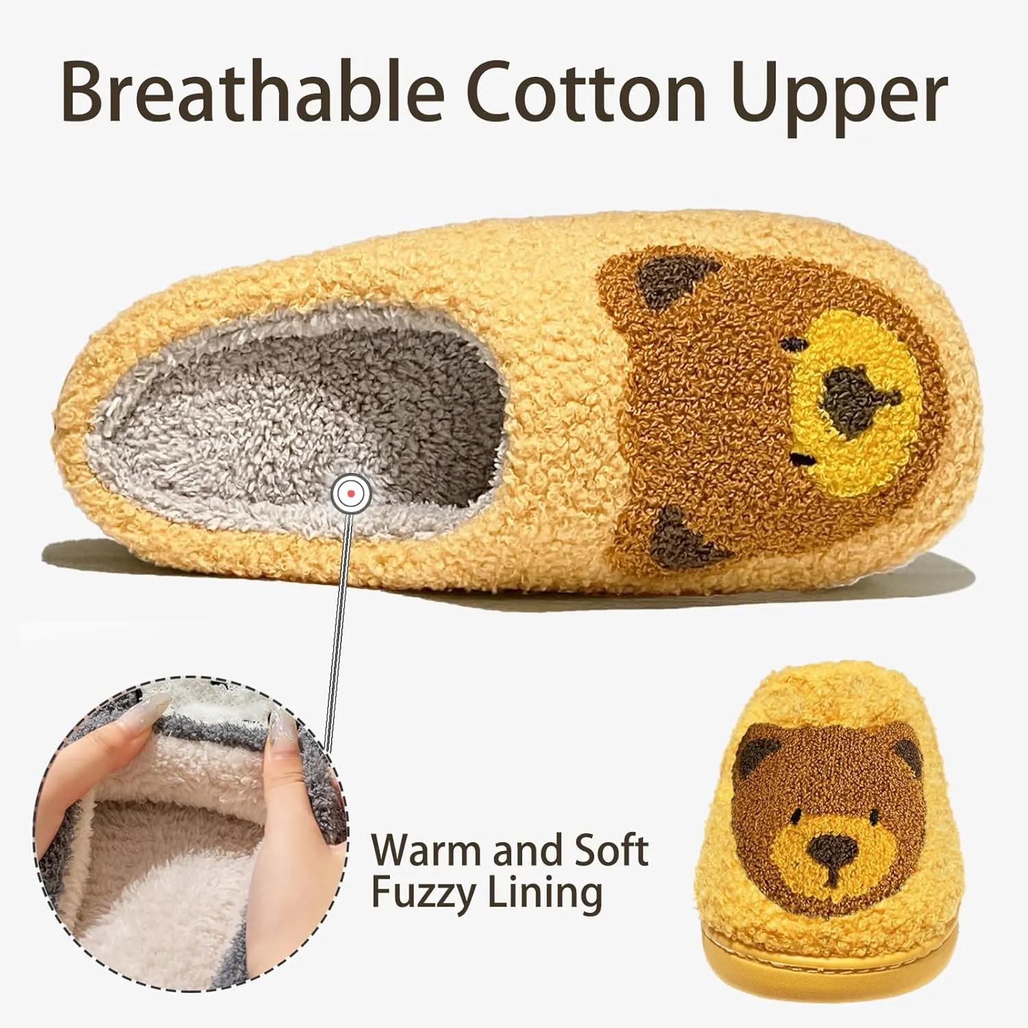 Christmas Slippers Reindeer Slippers for Women and Men Holiday Halloween Slippers Indoor Bedroom Fluffy Warm Fleece Slippers Winter Soft Cozy Home Non-Slip Soft Plush Slip-on Wool Lined House Shoes