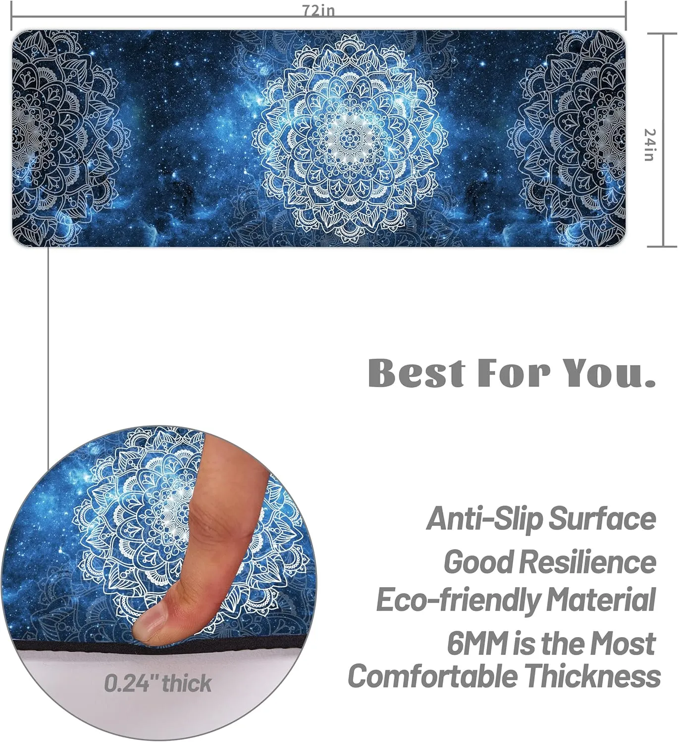 Cifupy Yoga Mat Double-Sided Non Slip Exercise Mat Eco Friendly TPE Fitness Exercise Mat With Carrying Strap & Storage Bag Workout Mat for Yoga, Pilates and Floor Exercises