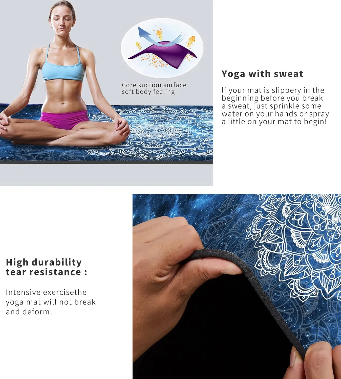 Cifupy Yoga Mat Double-Sided Non Slip Exercise Mat Eco Friendly TPE Fitness Exercise Mat With Carrying Strap & Storage Bag Workout Mat for Yoga, Pilates and Floor Exercises