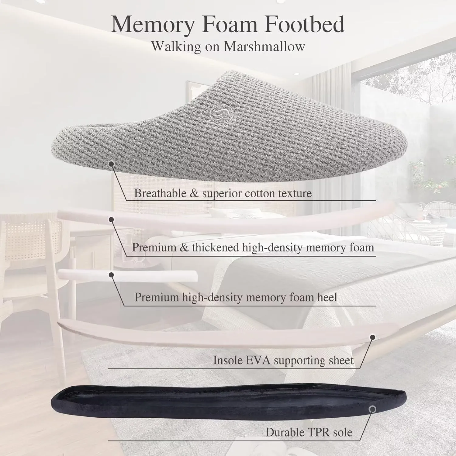 CIOR Unisex Men's Women's Memory Foam Slippers Comfort Cotton-blend Closed Toe House Shoes Indoor Scuff