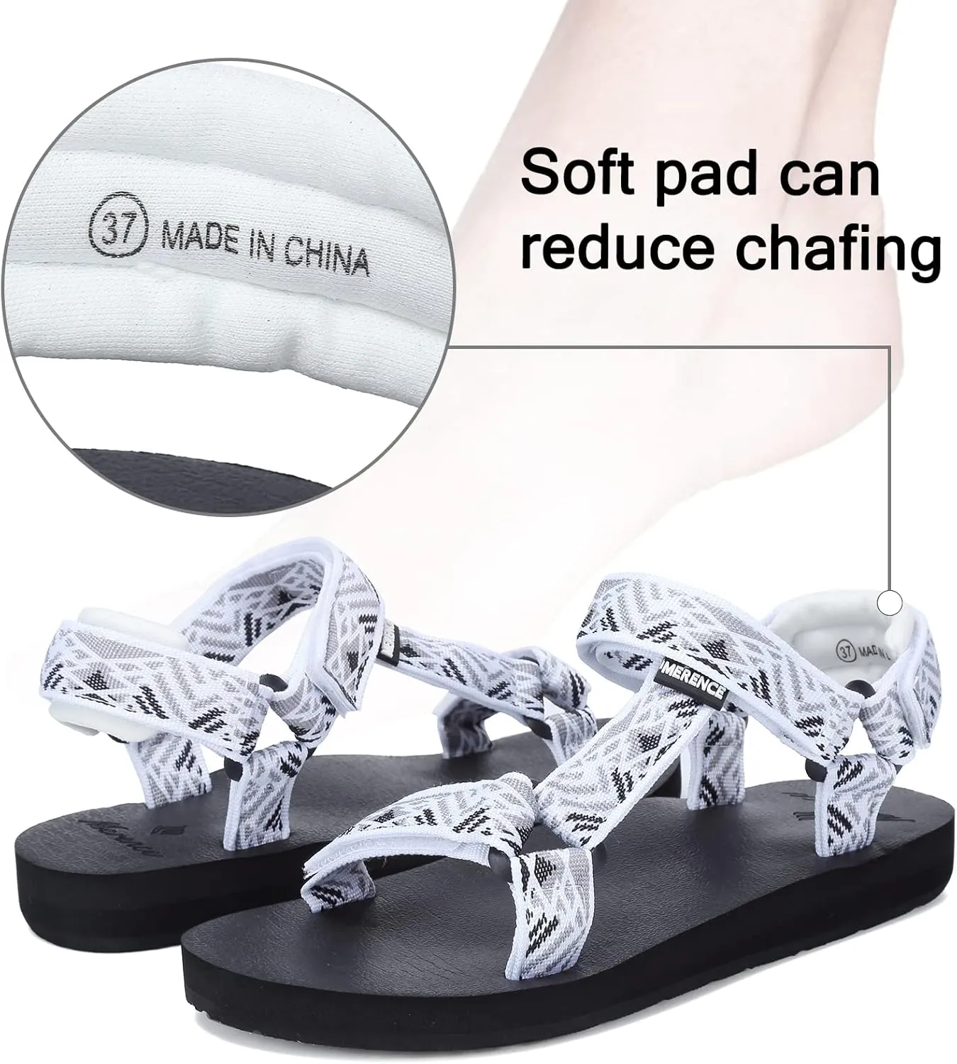 CIOR Women's Sport Sandals Hiking Sandals with Arch Support Yoga Mat Insole Outdoor Light Weight Water Shoes