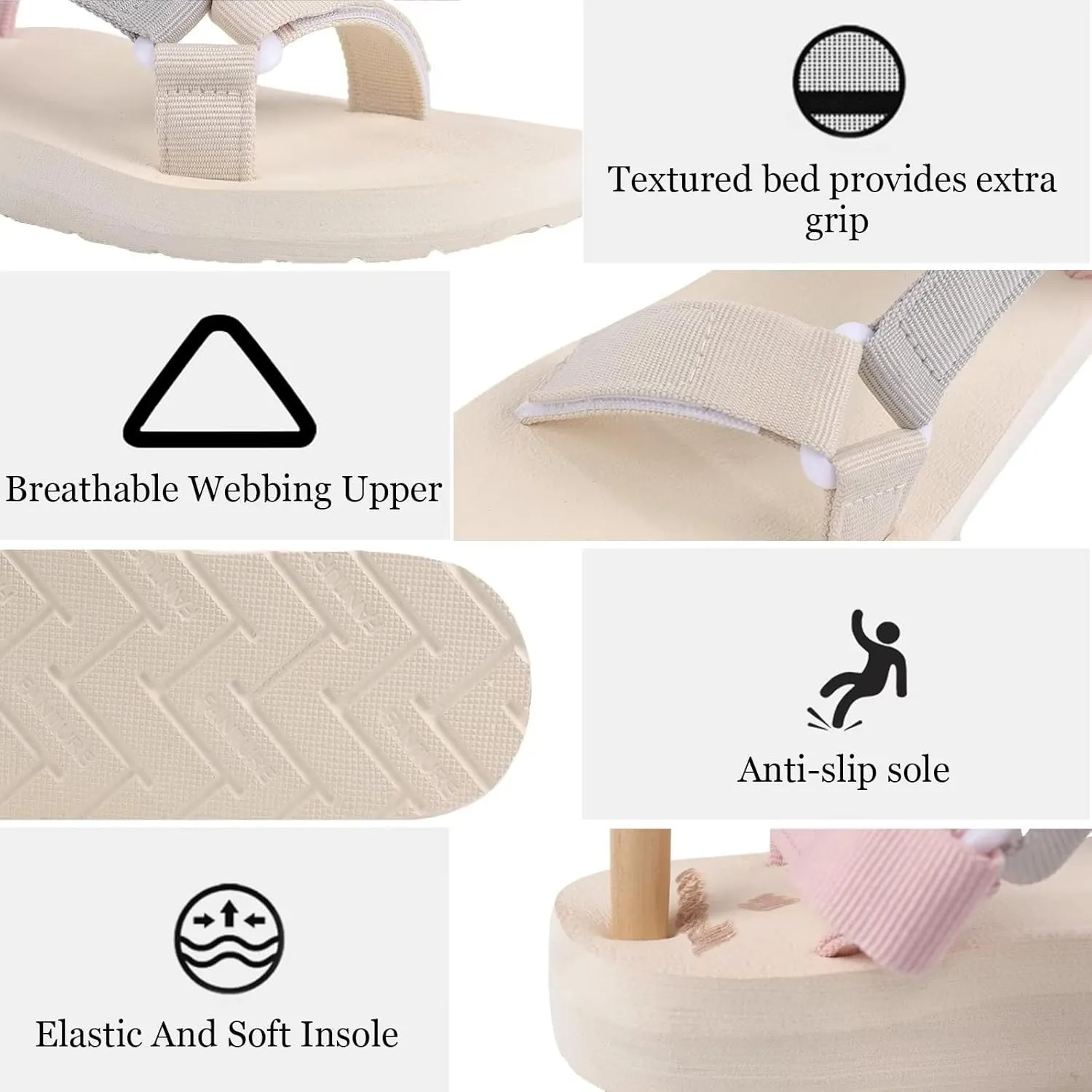 CIOR Women's Sport Sandals Hiking Sandals with Arch Support Yoga Mat Insole Outdoor Light Weight Water Shoes