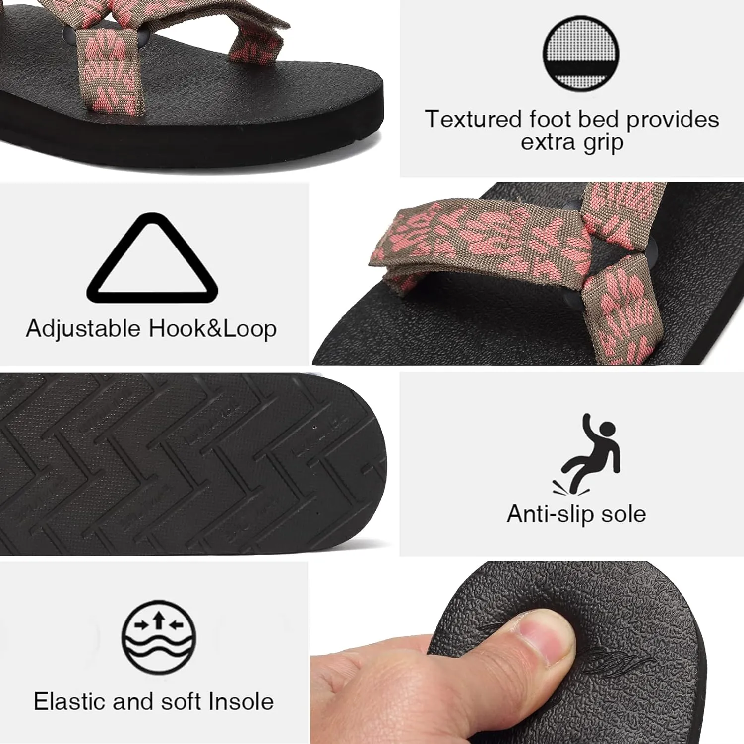 CIOR Women's Sport Sandals Hiking Sandals with Arch Support Yoga Mat Insole Outdoor Light Weight Water Shoes