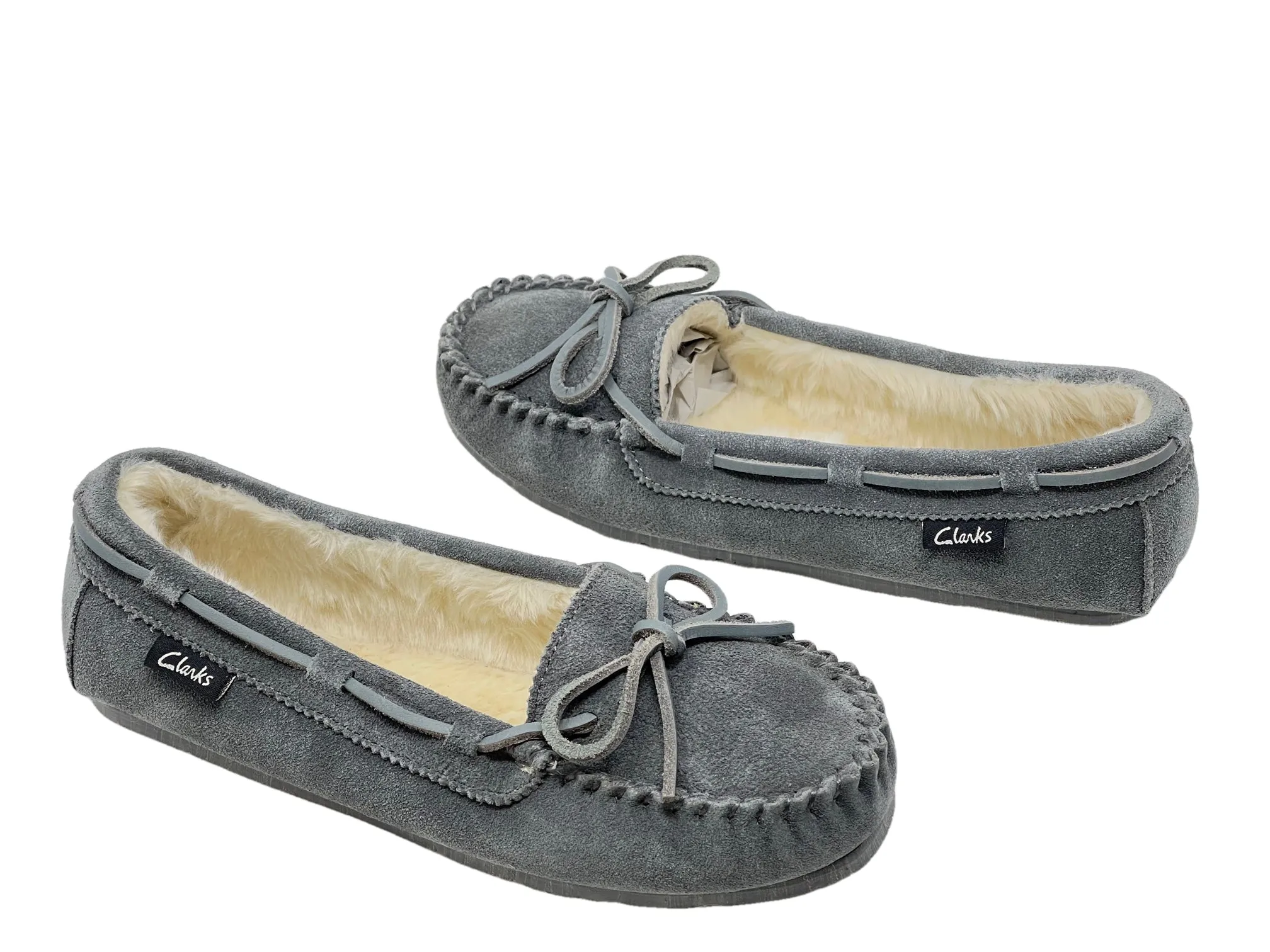 CLARKS Slippers Monumental discount Grey Outdoor (7, Crme Grey Tailored Indoor Holly Faux Fur Creme)