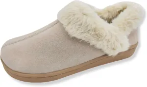 Clarks Womens Suede Leather Ankle Bootie Slipper JMH2034 - Plush Faux Fur Lined - Indoor Outdoor House Slippers For Women