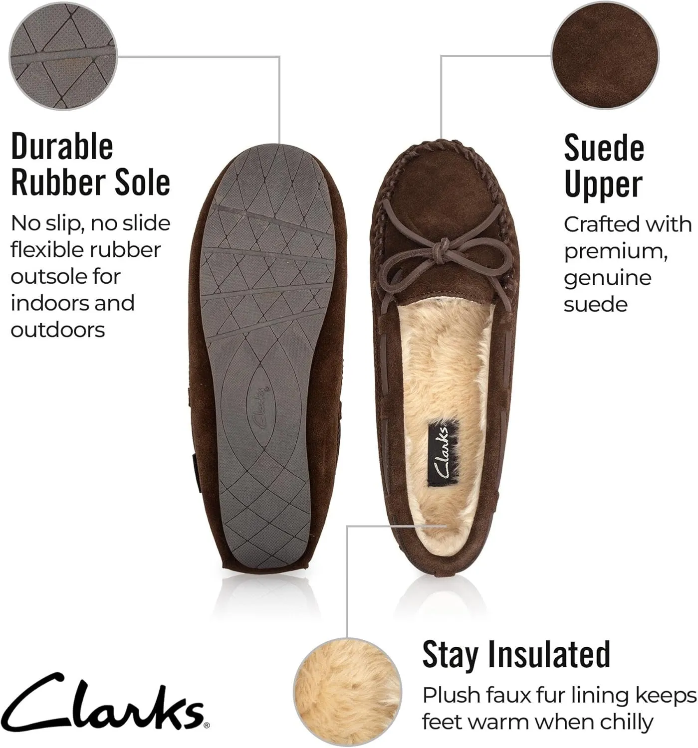 Clarks Women's, Suede Moccasin Slipper