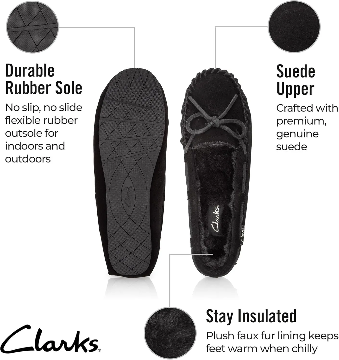 Clarks Women's, Suede Moccasin Slipper