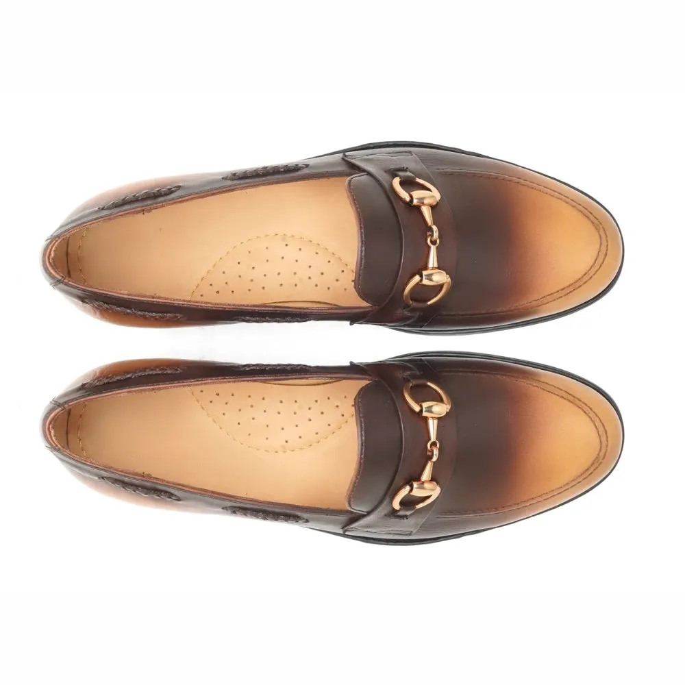 Classic Two tone Brown Leather Loafers | Handmade