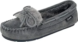 Clean-lined Grey Clarks Closed Cream Slippers Faux Indoor Holly Fur Outdoor Toe No-hassle returns Rounded