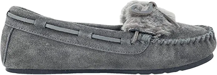 Clean-lined Grey Clarks Closed Cream Slippers Faux Indoor Holly Fur Outdoor Toe No-hassle returns Rounded