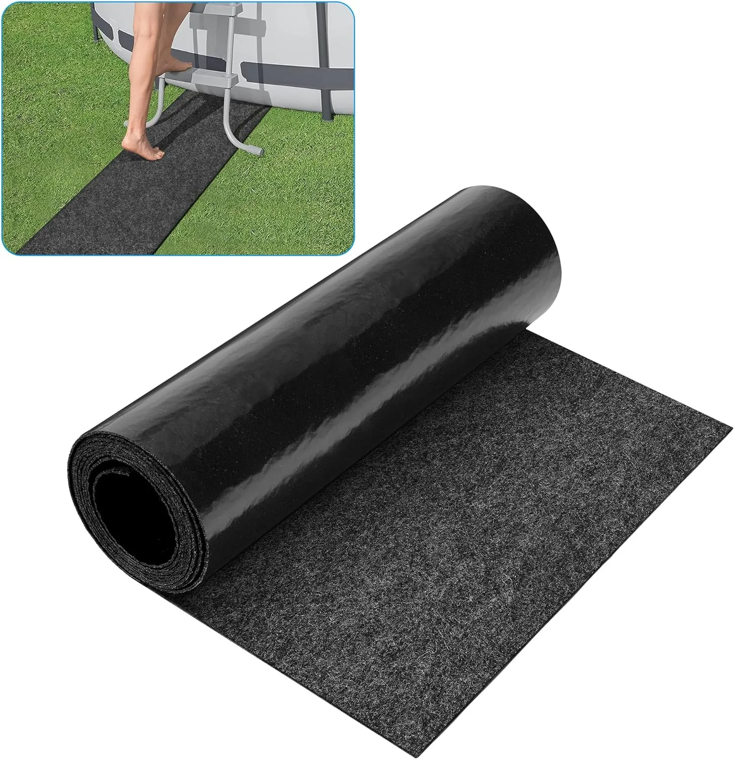 codree 10 Ft x 16 Inch Above Ground Pools Pathways- Absorb Water Pools Ground Walkways- Pool Spa Floor Mat Pad for Above Ground Pools, Spas, Hot Tubs
