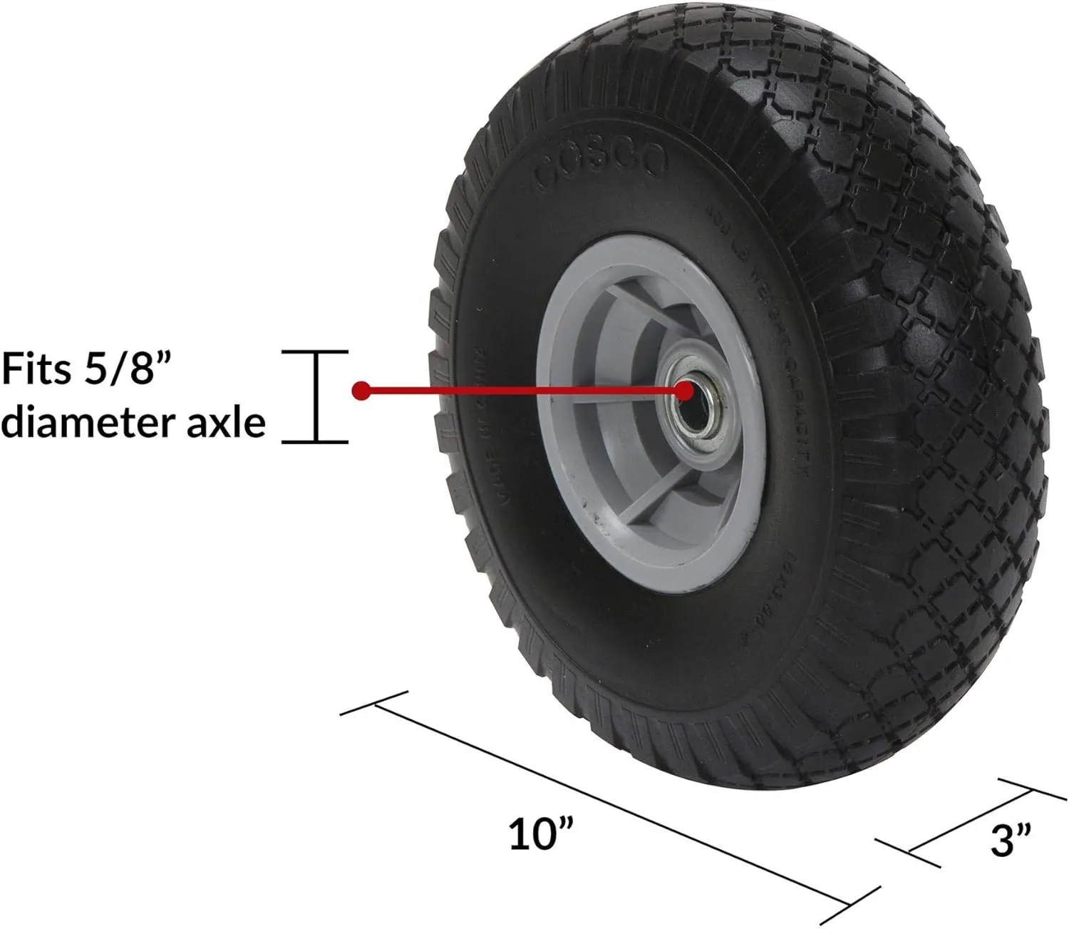 COSCO 10-Inch Flat-Free Replacement Wheel for Hand Trucks, 2-pack
