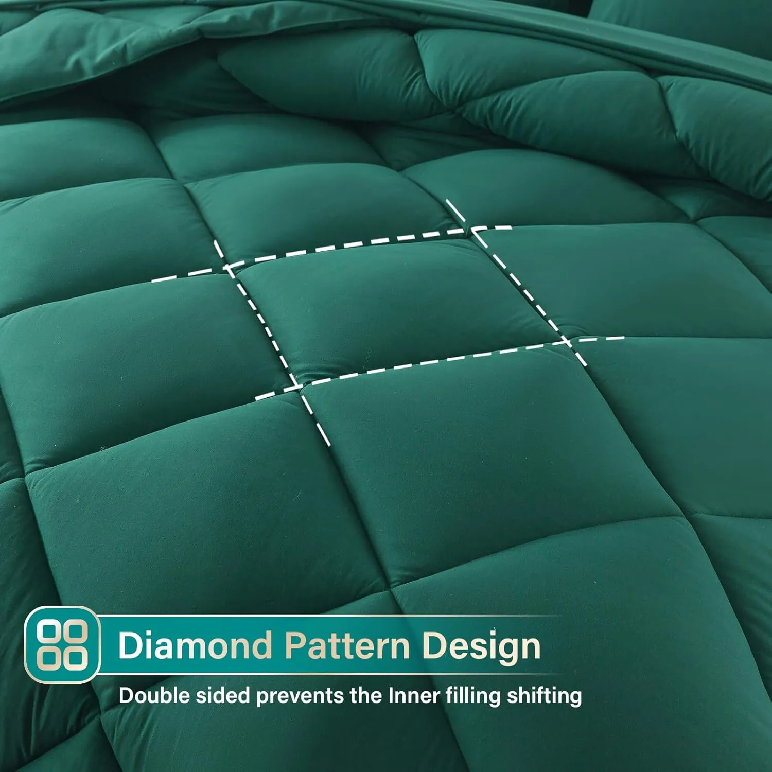 Cosybay Bed in a Bag Queen Comforter Sets 7pcs All Season Solid Down Alternative Bedding Sets Dark Green with Comforter, Pillow Shams, Flat Sheet, Fitted Sheet and Pillowcases