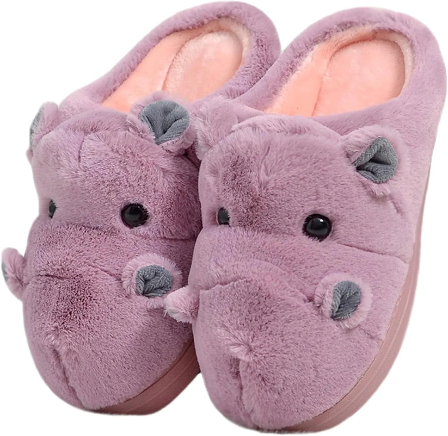 Cotton Slippers for Adults & Kids - Plush Hippo & Animal Designs, Perfect for Home
