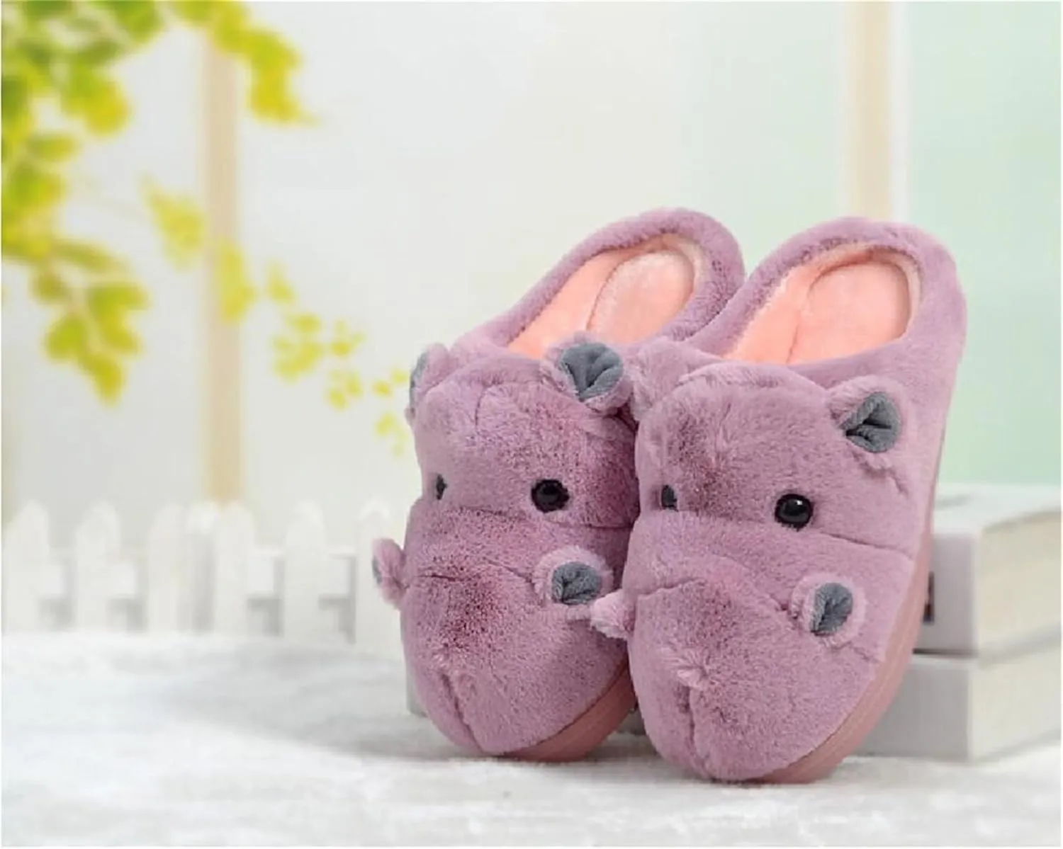 Cotton Slippers for Adults & Kids - Plush Hippo & Animal Designs, Perfect for Home