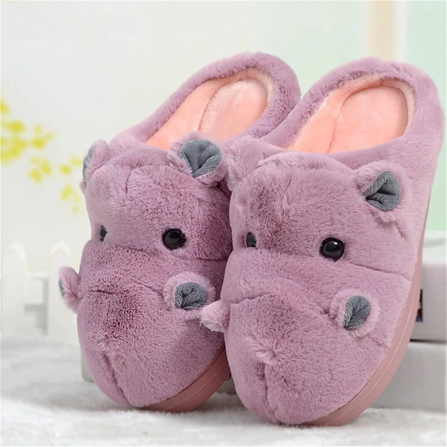 Cotton Slippers for Adults & Kids - Plush Hippo & Animal Designs, Perfect for Home