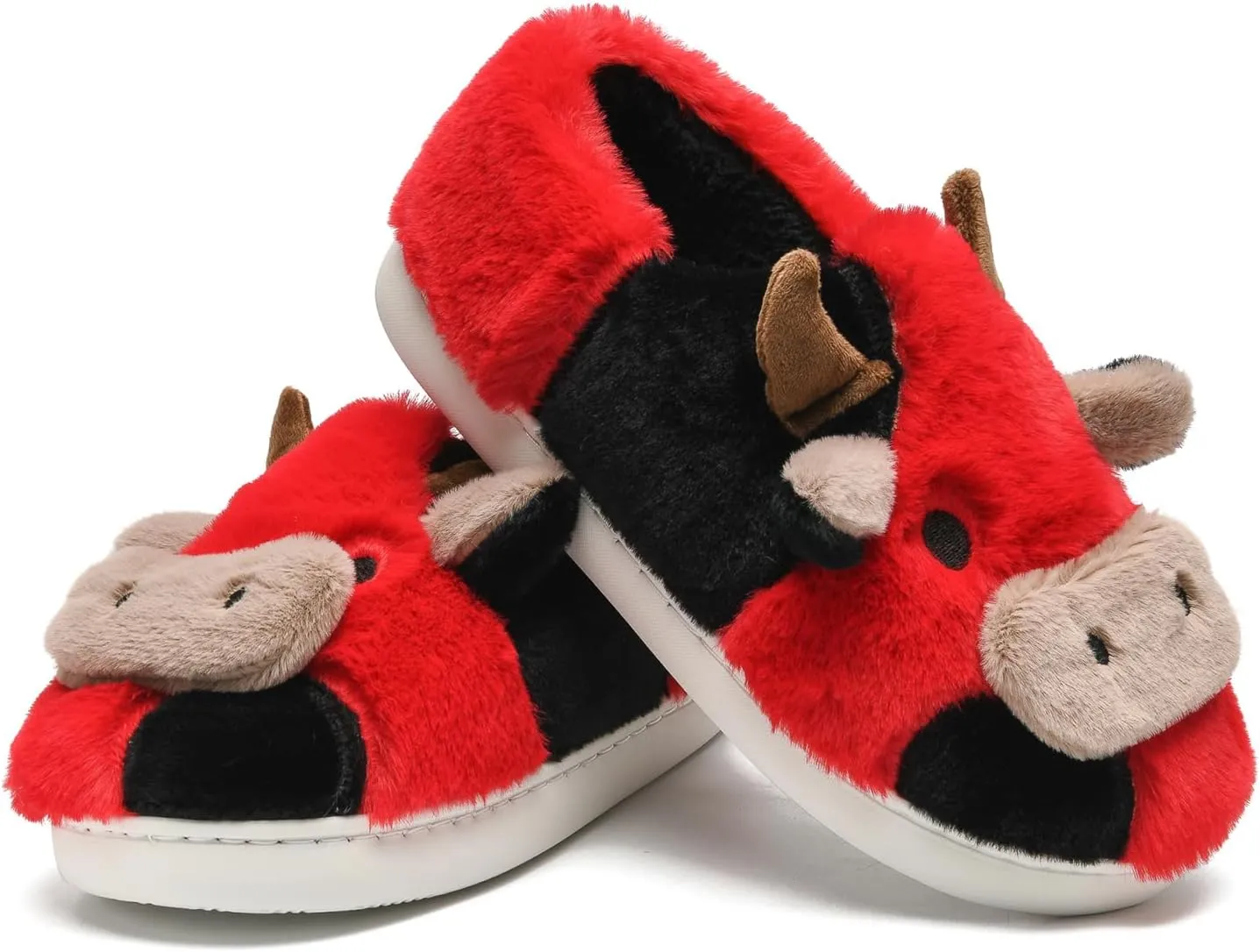 COVS Cute Cow Fluffy House Slippers - Kawaii Shoes for Women and Men, Indoor and Outdoor
