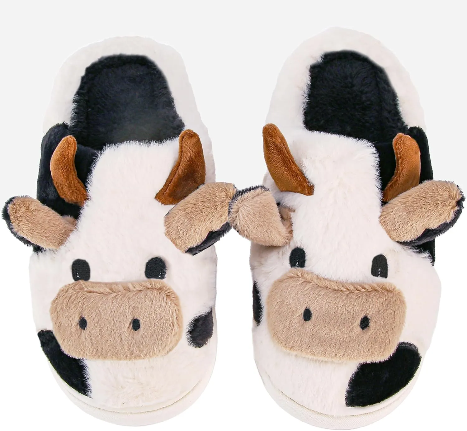 Cow Slippers for Women and Men, Fluffy Cute Cozy Cartoon Cow Cotton House Slipper Womens Milky Cows Animal Preppy Funny Furry Kawaii Bedroom Pillow Cloud Slippers for Women Indoor and Outdoor