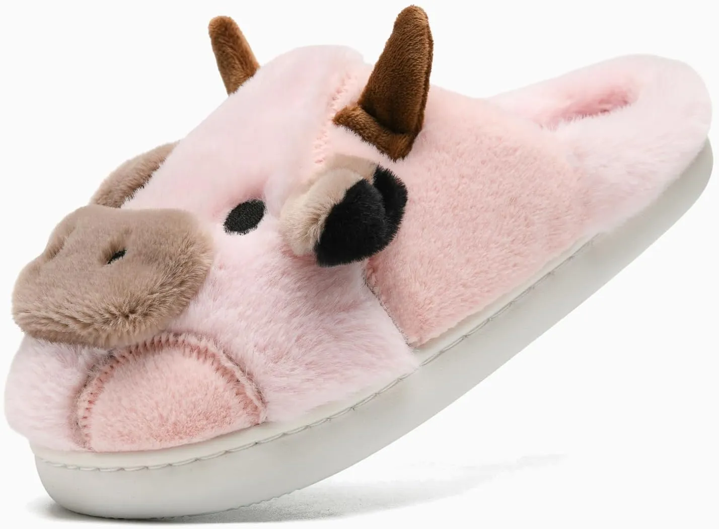 Cow Slippers for Women and Men, Fluffy Cute Cozy Cartoon Cow Cotton House Slipper Womens Milky Cows Animal Preppy Funny Furry Kawaii Bedroom Pillow Cloud Slippers for Women Indoor and Outdoor