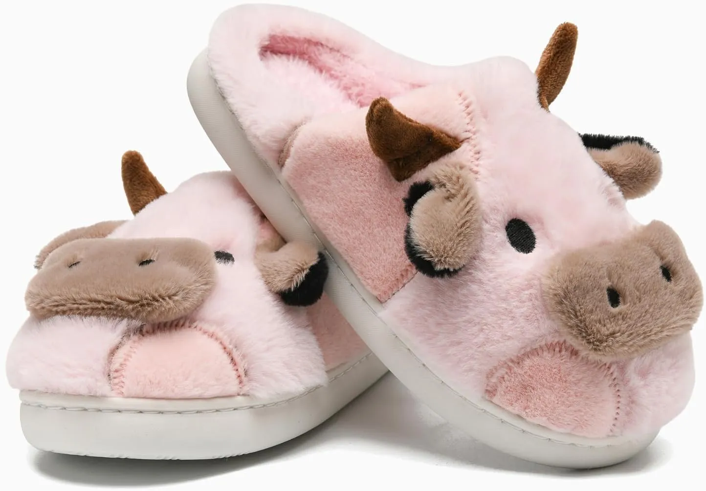 Cow Slippers for Women and Men, Fluffy Cute Cozy Cartoon Cow Cotton House Slipper Womens Milky Cows Animal Preppy Funny Furry Kawaii Bedroom Pillow Cloud Slippers for Women Indoor and Outdoor