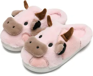 Cow Slippers for Women and Men, Fluffy Cute Cozy Cartoon Cow Cotton House Slipper Womens Milky Cows Animal Preppy Funny Furry Kawaii Bedroom Pillow Cloud Slippers for Women Indoor and Outdoor