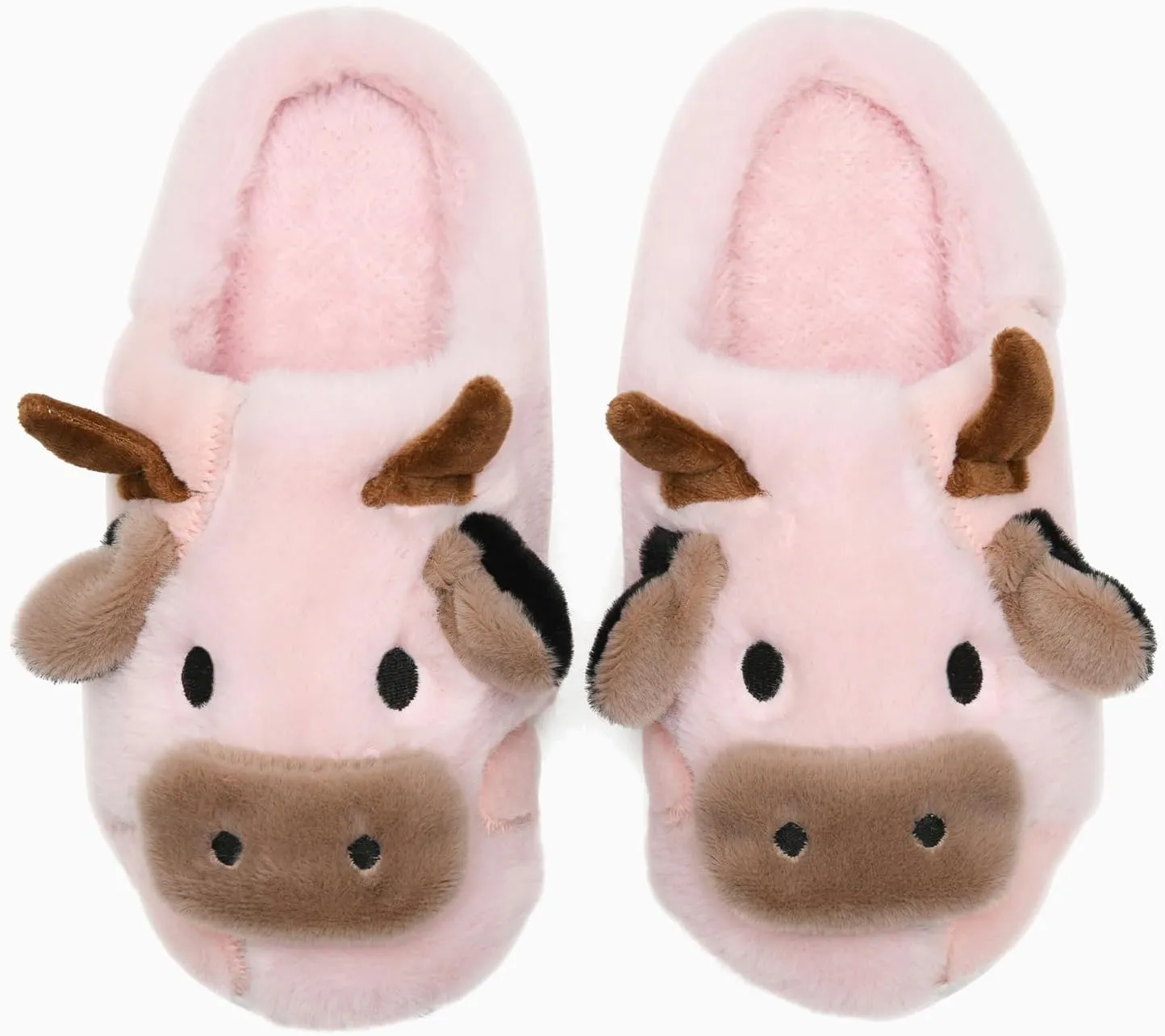 Cow Slippers for Women and Men, Fluffy Cute Cozy Cartoon Cow Cotton House Slipper Womens Milky Cows Animal Preppy Funny Furry Kawaii Bedroom Pillow Cloud Slippers for Women Indoor and Outdoor