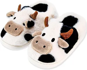 Cow Slippers for Women Men, Cute Cartoon Animal Slippers, Fuzzy/Linen Kawaii House Slippers, Winter/Summer Cow Slides for Indoor and Outdoor