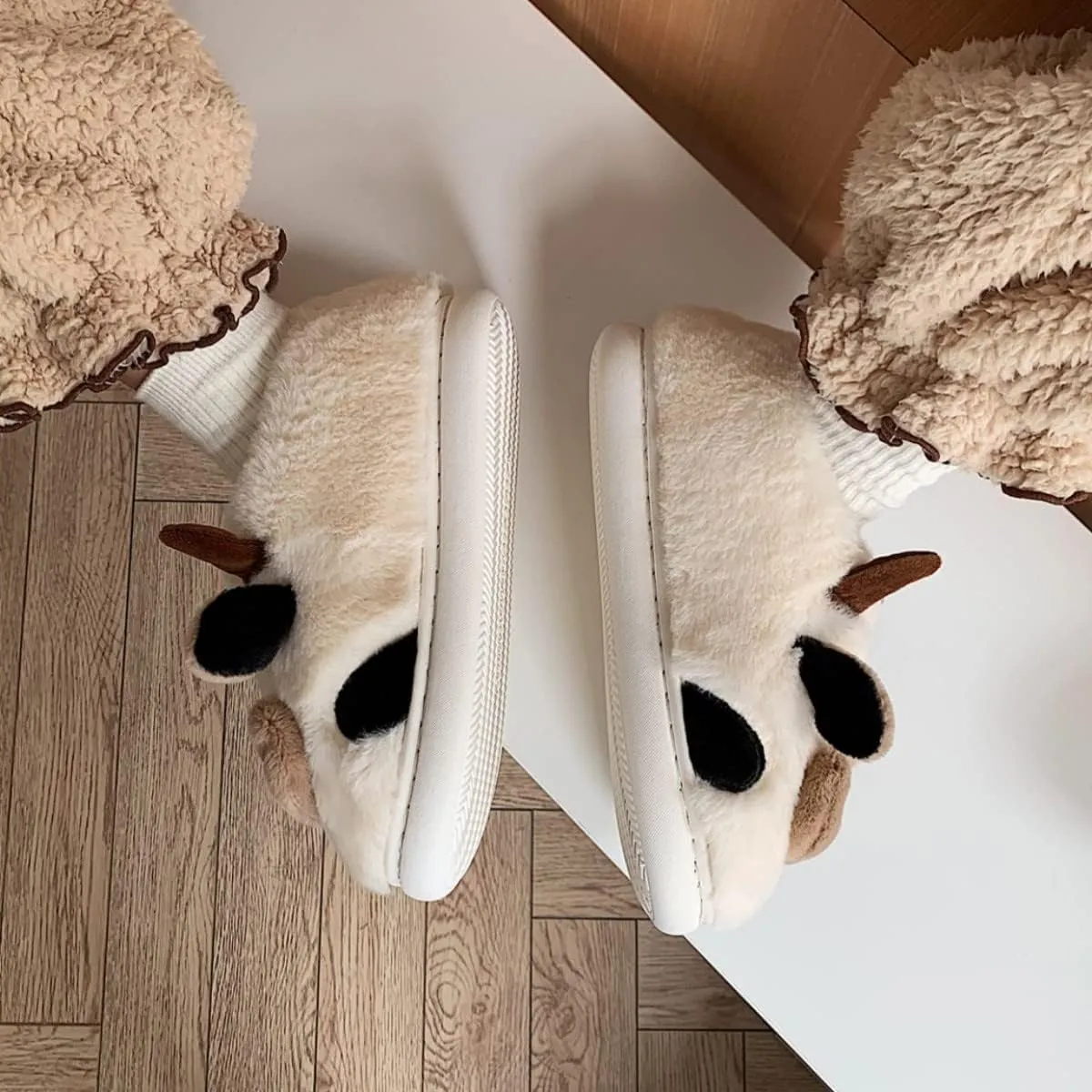 Cow Slippers for Women Men, Cute Cartoon Animal Slippers, Fuzzy/Linen Kawaii House Slippers, Winter/Summer Cow Slides for Indoor and Outdoor