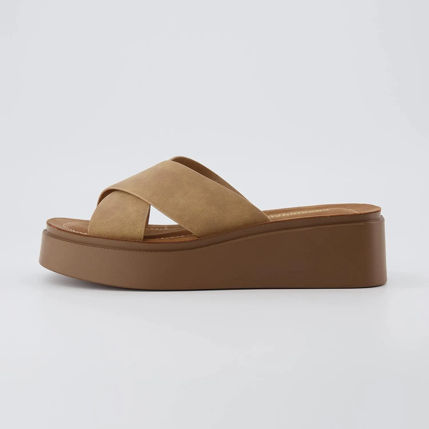 CUSHIONAIRE Women's Pepe crossband platform sandal with  Memory Foam