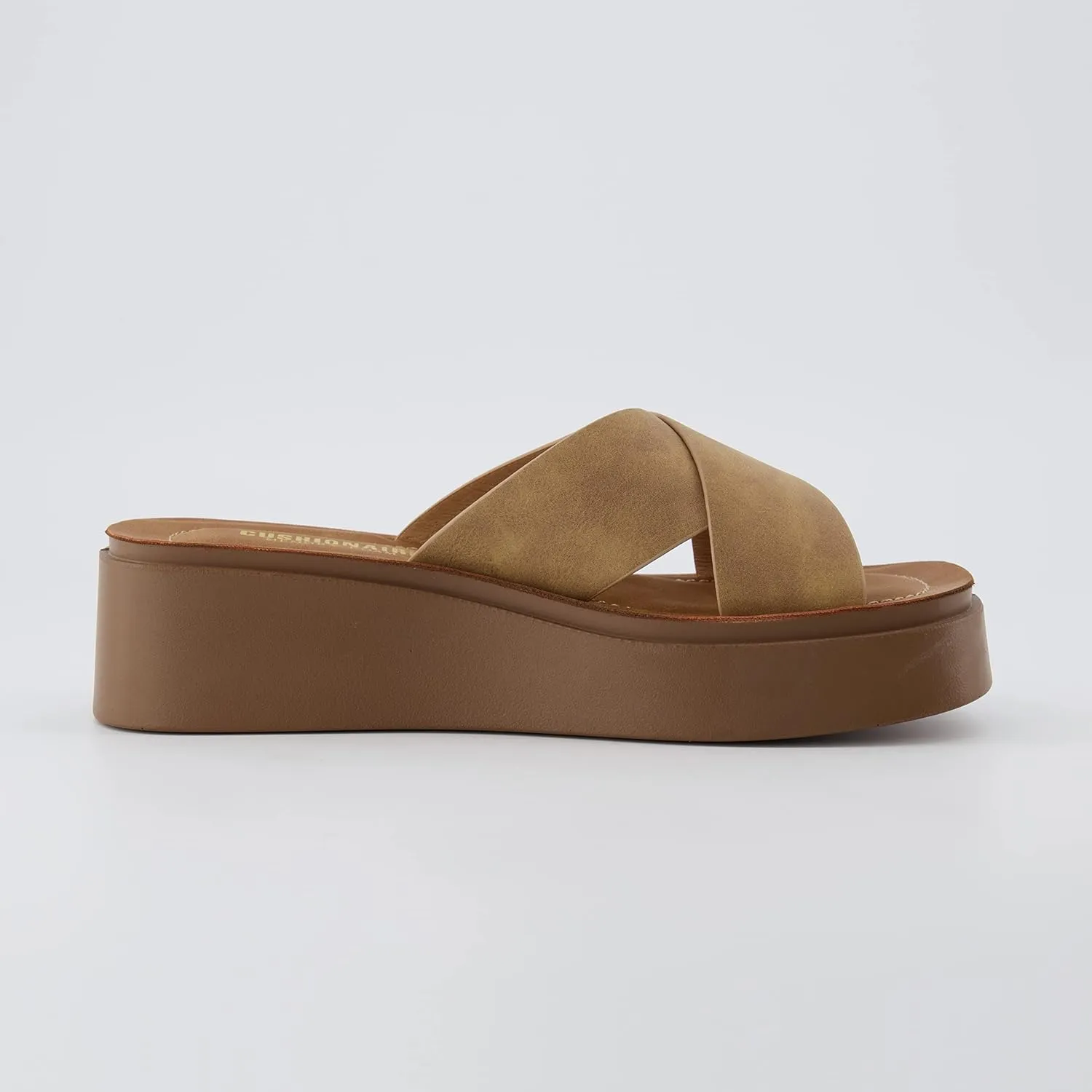 CUSHIONAIRE Women's Pepe crossband platform sandal with  Memory Foam