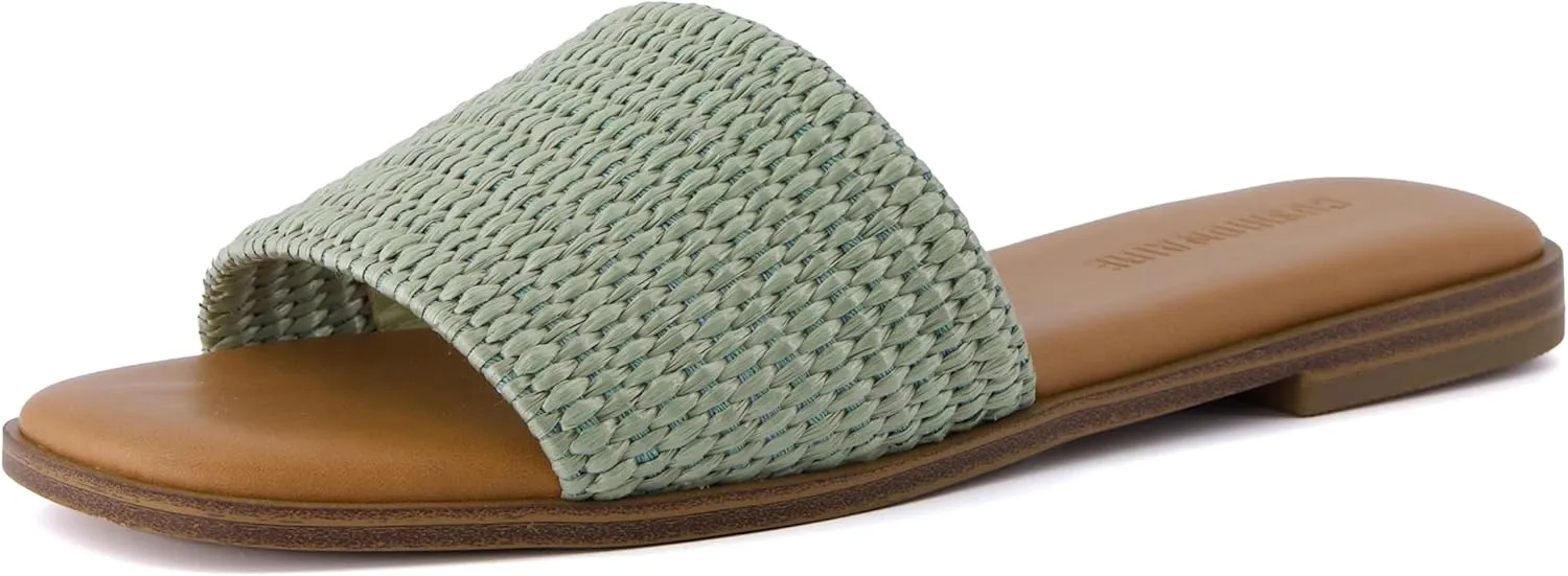 CUSHIONAIRE Women's Sesame raffia slide sandal  Memory Foam, Wide Widths Available