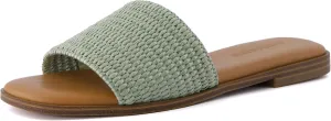 CUSHIONAIRE Women's Sesame raffia slide sandal  Memory Foam, Wide Widths Available