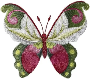Custom and Unique Water Color Blooms and Butterflies [Watercolor Lady Slipper Butterfly] Embroidered Iron on/Sew Patch [5.84" * 4.89"] [Made in USA]