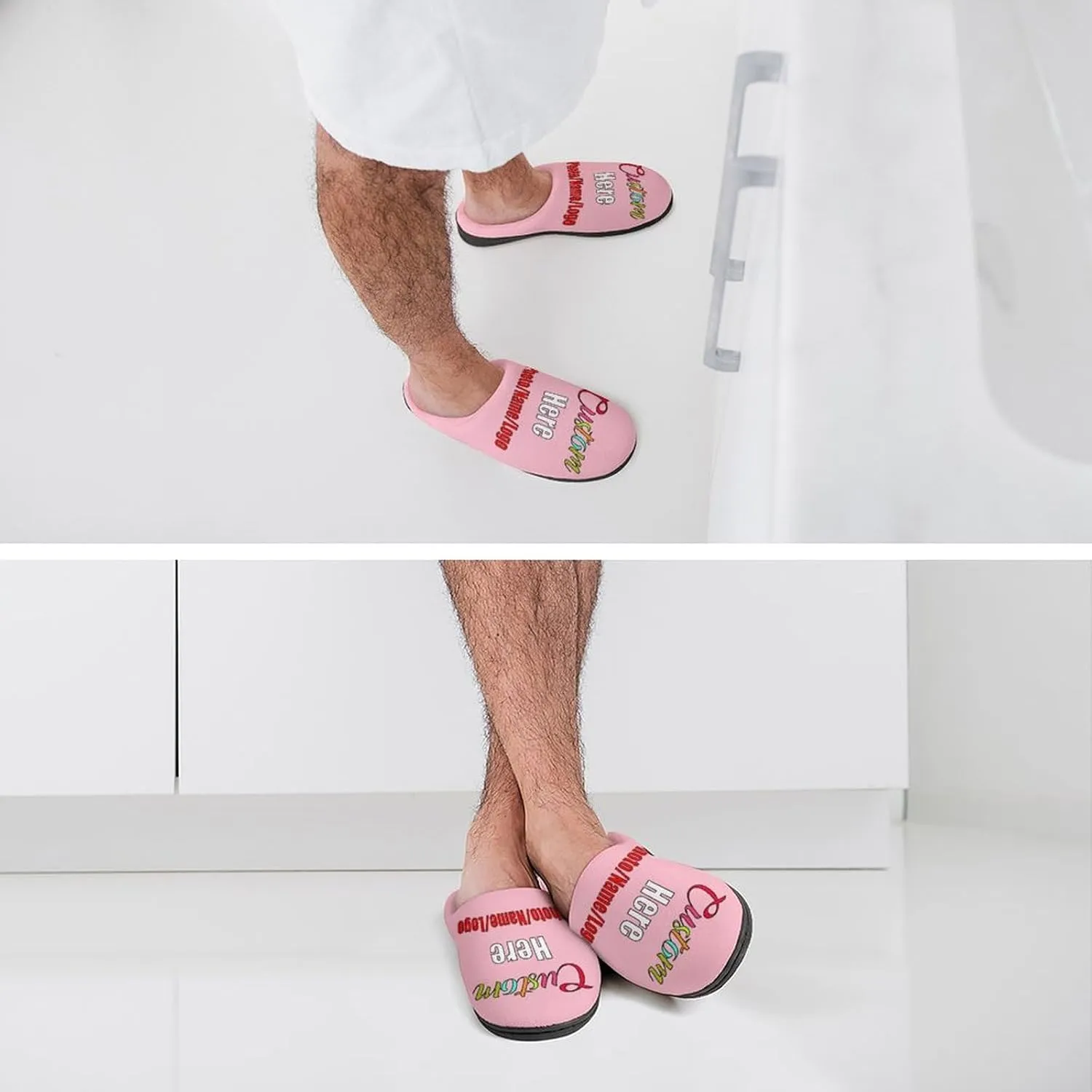Custom Slippers for Men Women, Personalized Design Photo Logo Name for Autumn Winter Gifts Cotton Furry Slipper