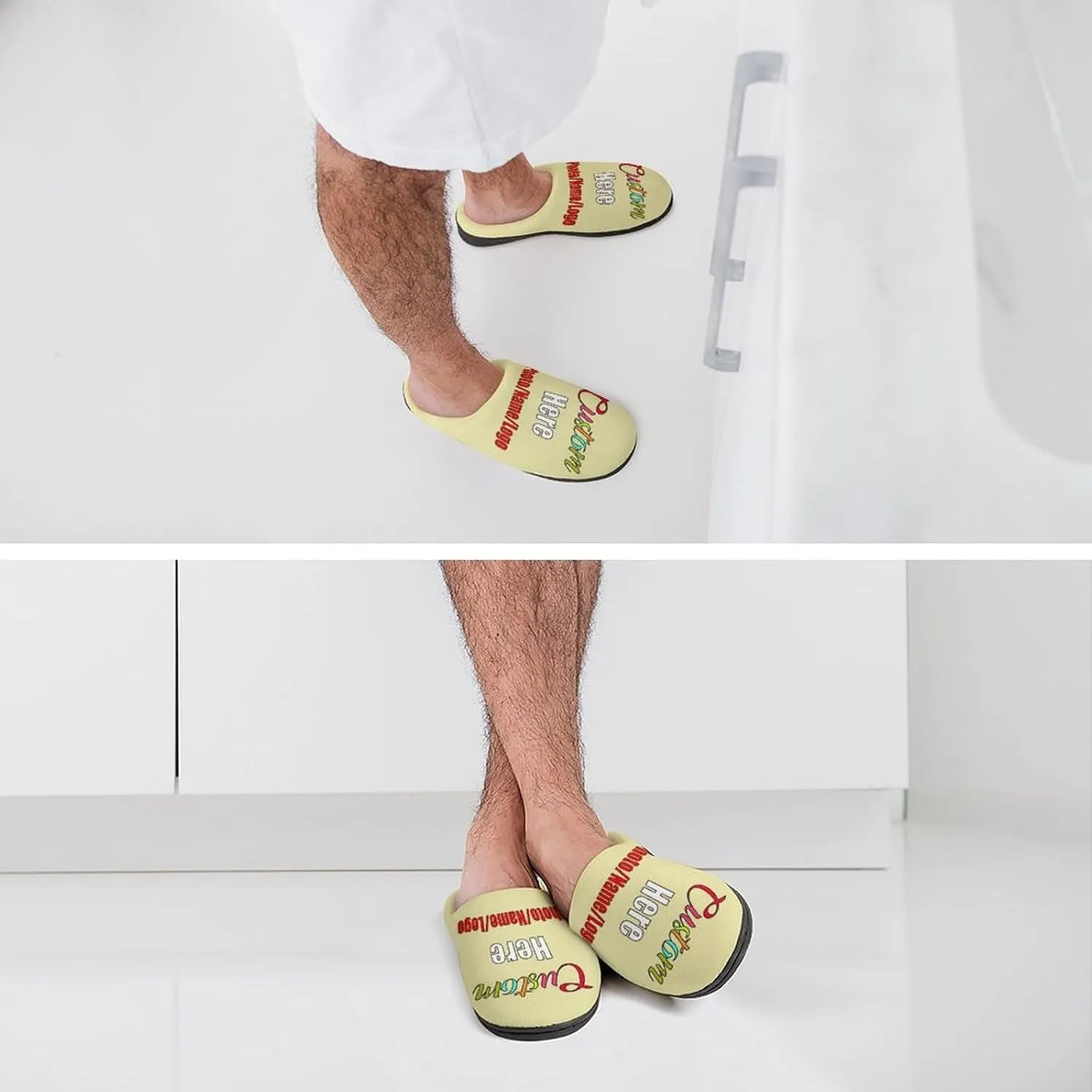 Custom Slippers for Men Women, Personalized Design Photo Logo Name for Autumn Winter Gifts Cotton Furry Slipper