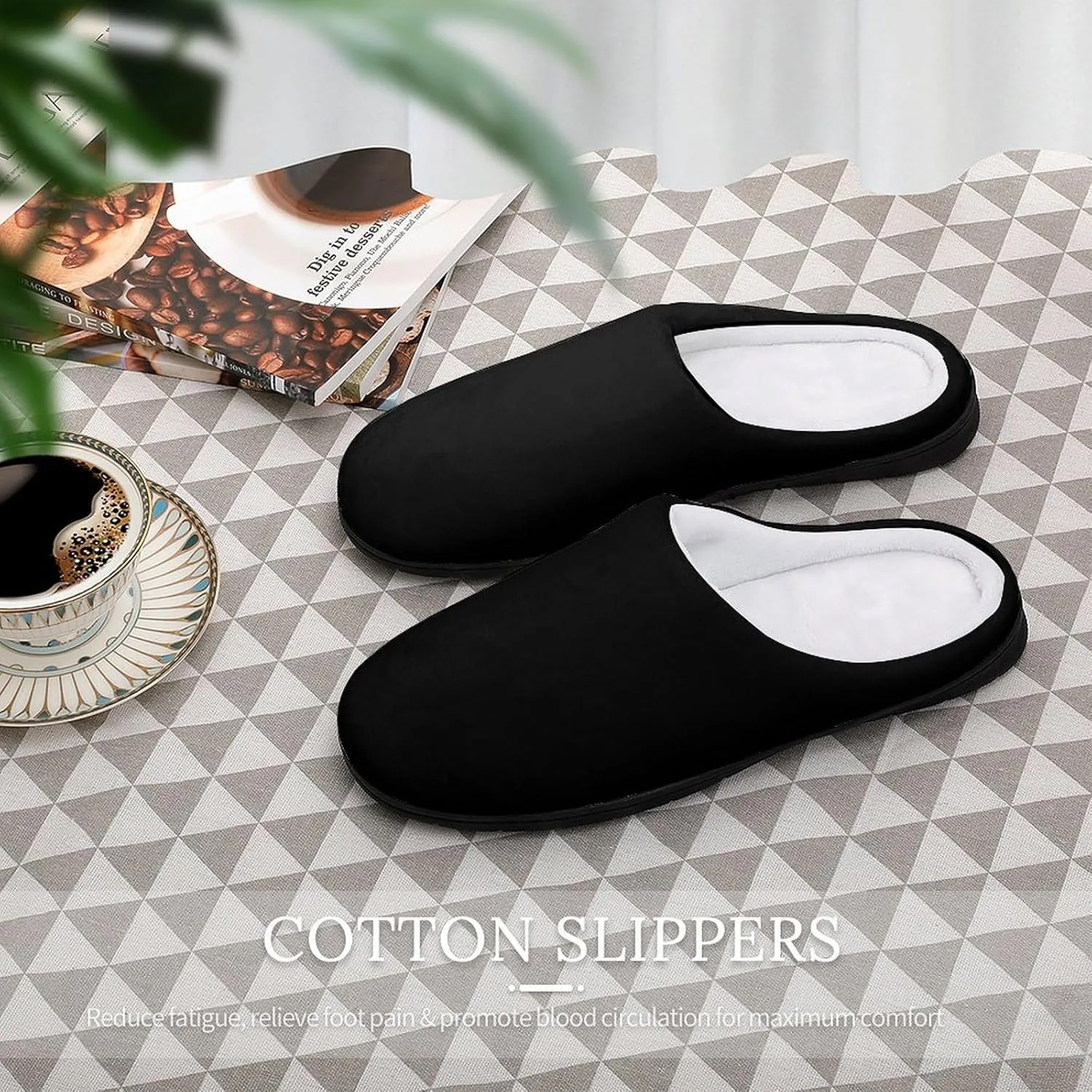Custom Slippers for Men Women, Personalized Design Photo Logo Name for Autumn Winter Gifts Cotton Furry Slipper