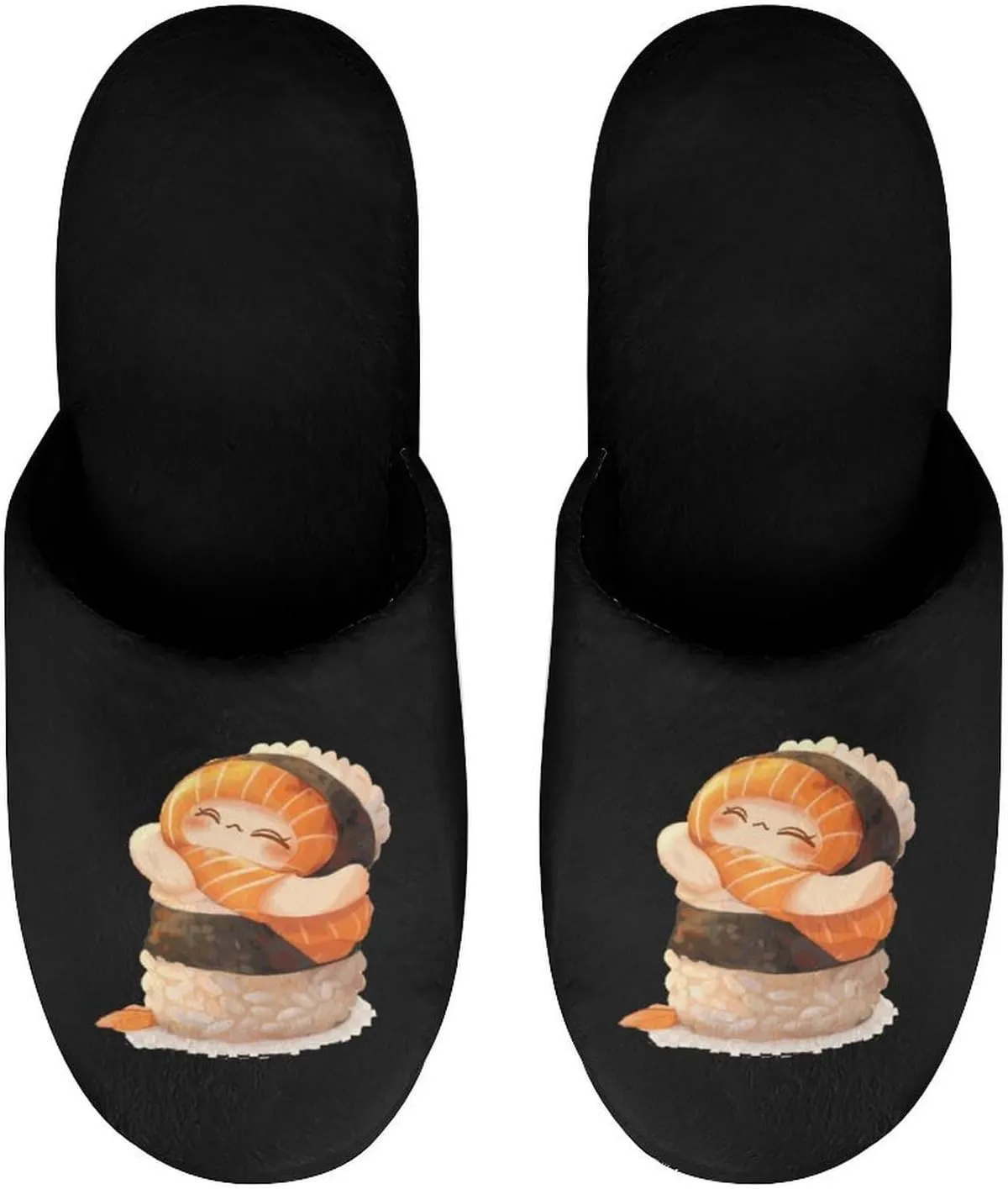 Cute Sushi Hug Salmon Maki Anime Figure Japanese Men's Cotton Slippers Closed Toe Slipper for Spa Hotel Bedoom