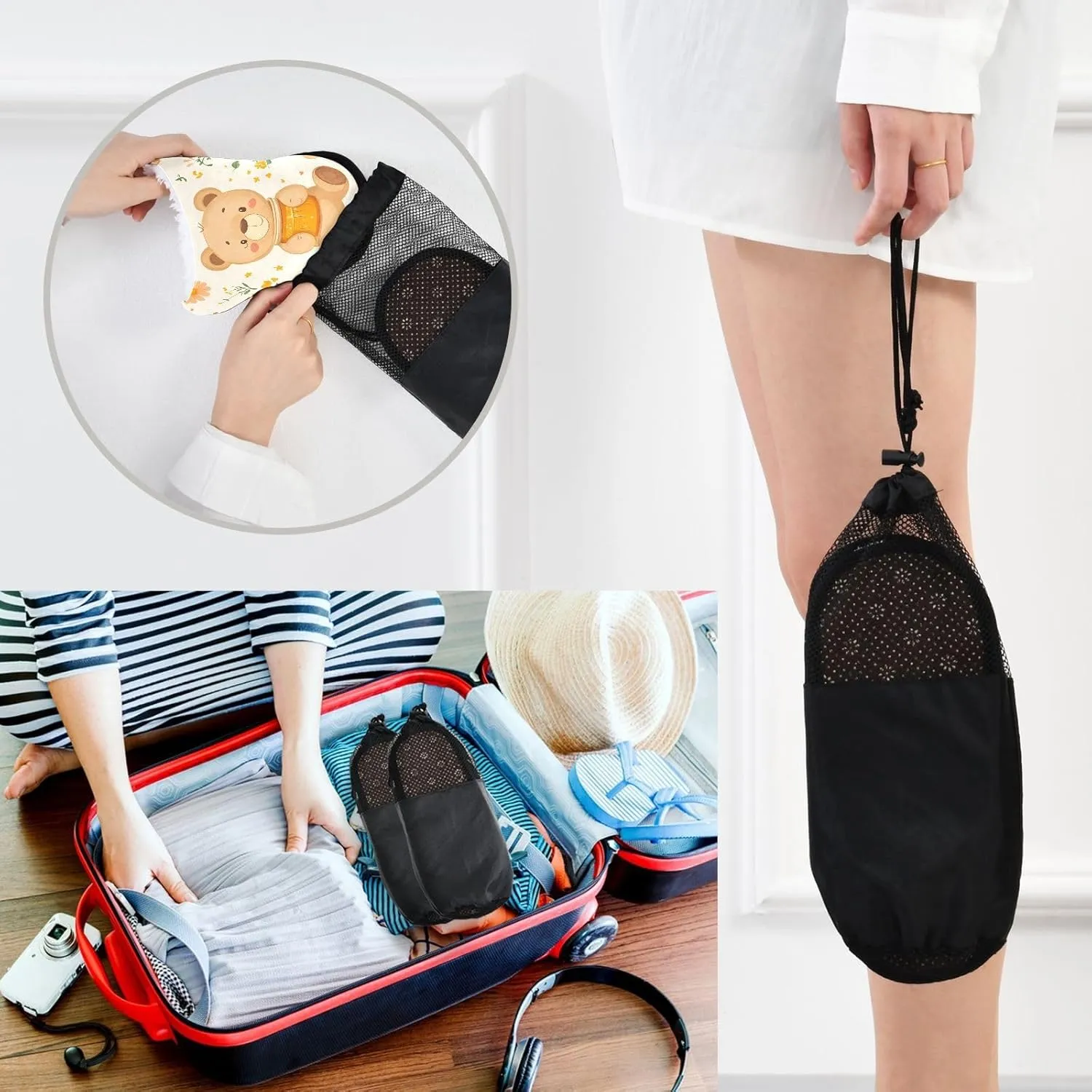 Cute Teddy Bear Honey Plush Slippers for Women Men Warm Comfortable Travel Spa Slipper Non-slip House Shoes