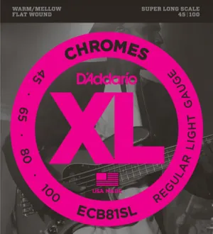D'Addario Chromes, Light, Super Long Scale, 45-100 Bass Guitar Strings ECB81SL