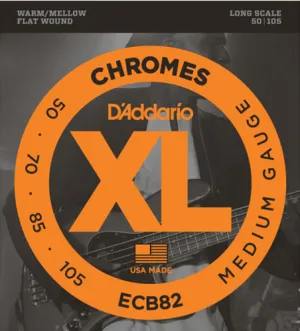 D'Addario  Chromes, Medium, Long Scale, 50-105 Bass Guitar Strings - ECB82