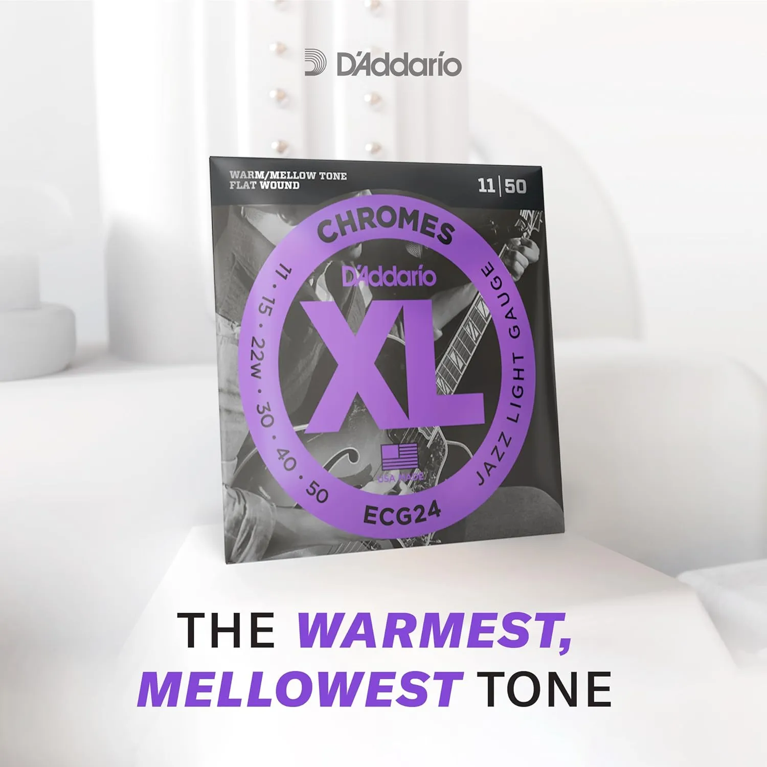 D'Addario XL Chromes Flat Wound Bass Guitar Strings - ECB82 - Long Scale - Medium, 50-105