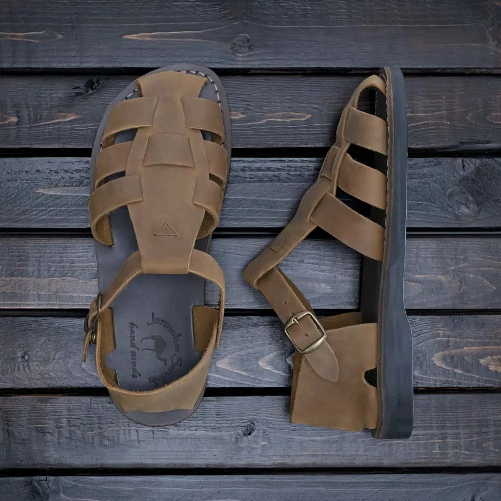 Daniel - Leather Fisherman Sport Sandal | Oiled Brown