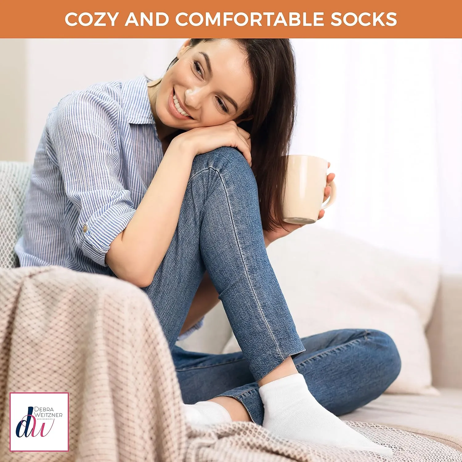 Debra Weitzner Loose Fit Non-Binding Sock - Diabetic Non-Slip Socks for Men and Women - Ankle 3Pk Grey