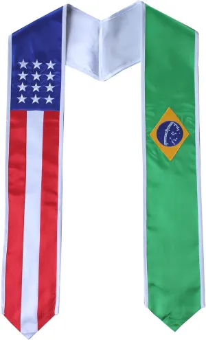 Del Mex Country and USA Flag Graduation Stole Sash International Graduate