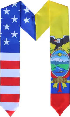 Del Mex Graduation Combination USA Country Flag Stole Sash Scarf Graduate Pride D