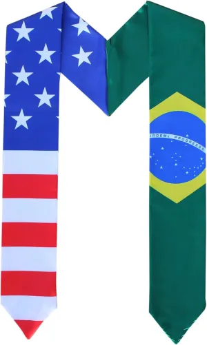Del Mex Graduation Combination USA Country Flag Stole Sash Scarf Graduate Pride D