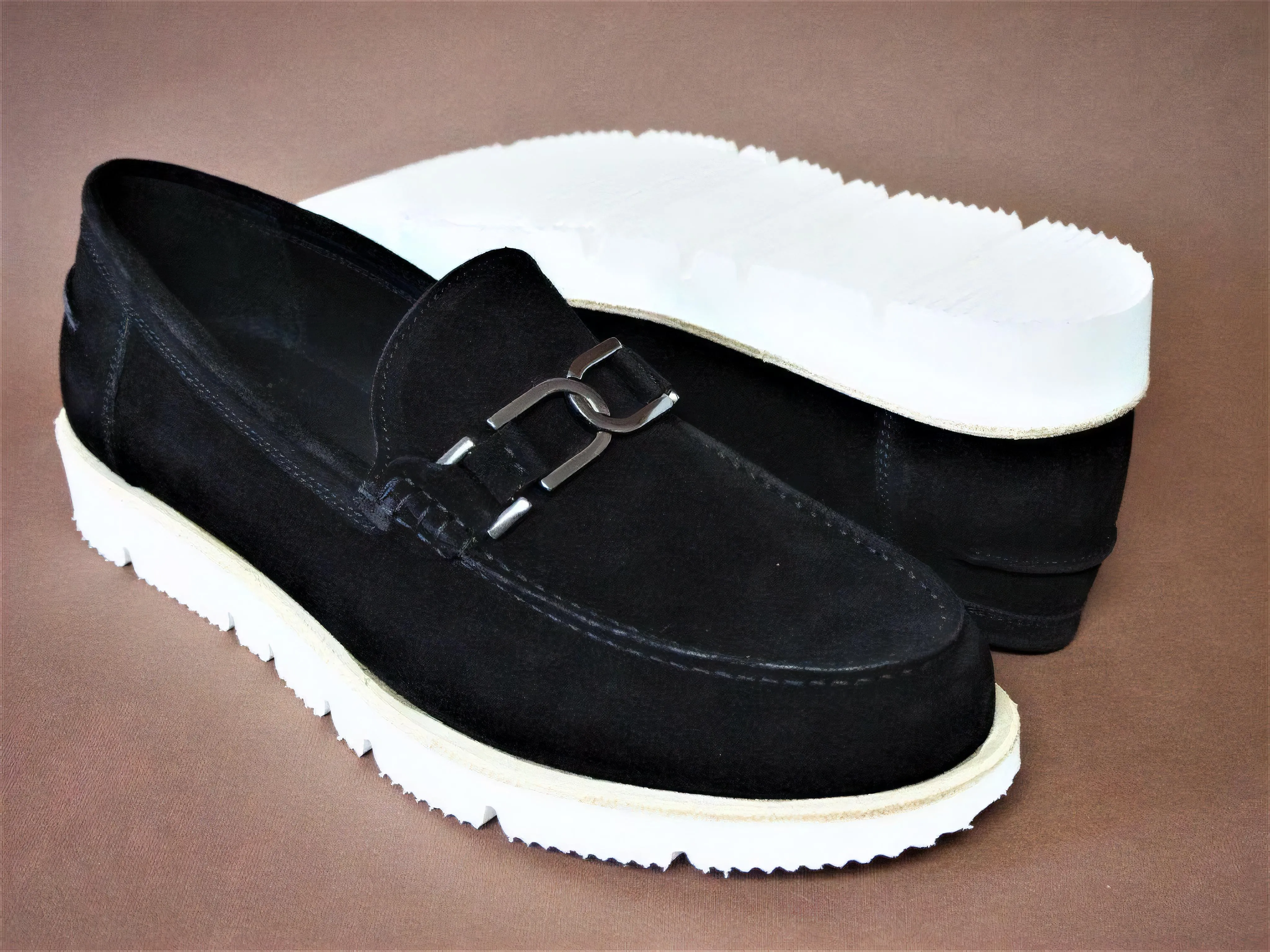 DI CHENZO Men's 5021 Black Velour Leather Loafer